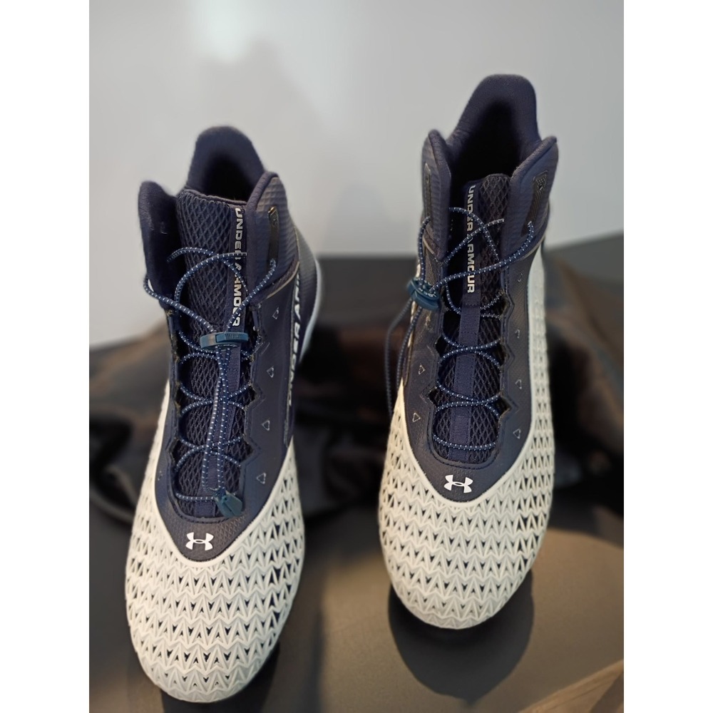 Under Armour Banshee Mid MC Lacrosse Cleats Navy White Mens Size 15 3021193-402